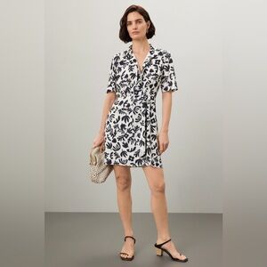 Donna Morgan Black and White Leaf Print Mini Dress sz 4